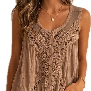 American Eagle Outfitters Tan Lace Top